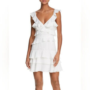 Bardot Babylon Lace-Inset Ruffled Mini Dress Women's Size XS White
